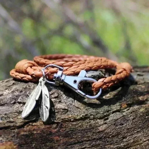 Leather Wrap Braided Wristband Bracelet Bangle - Picture 1 of 4